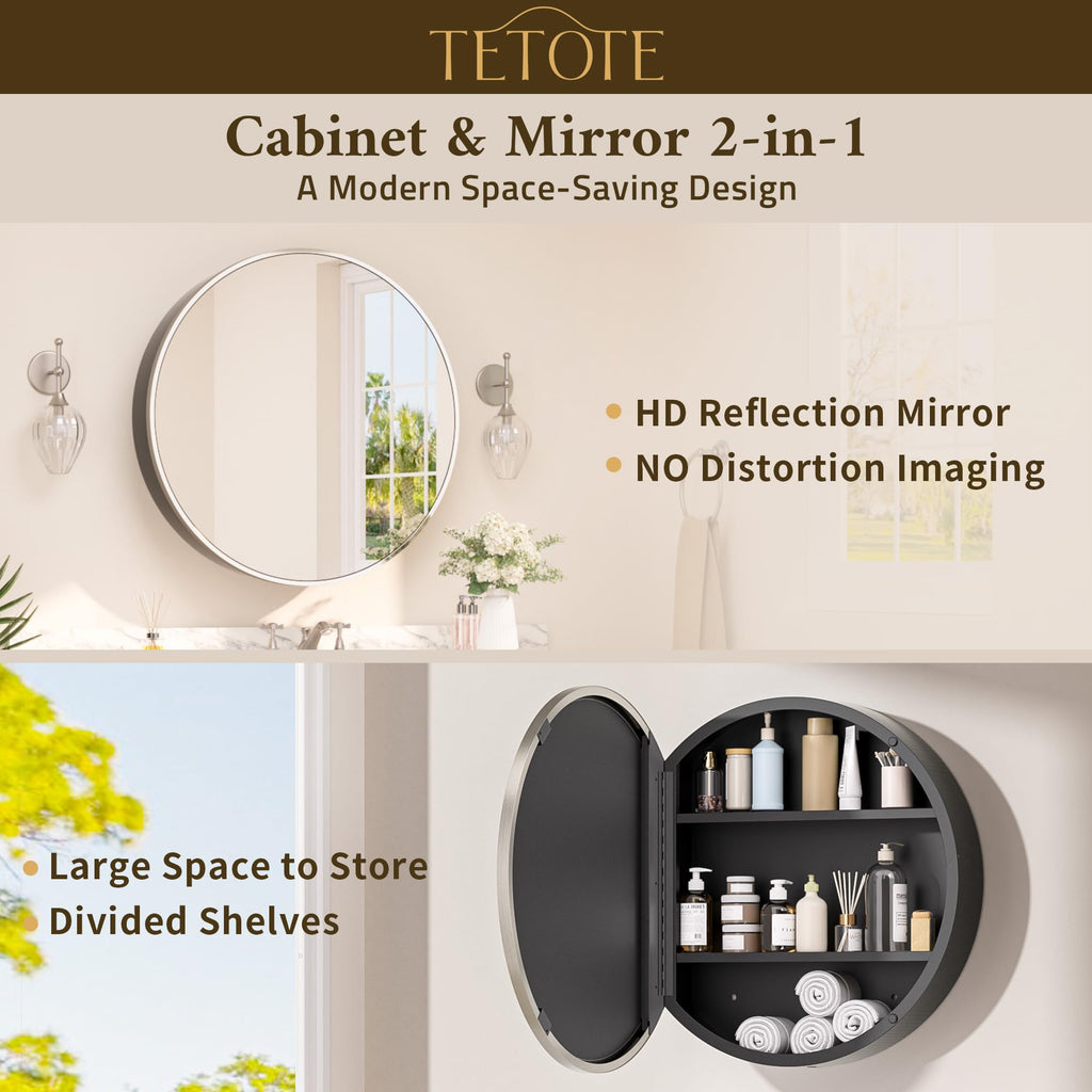 Bathroom Mirror Cabinet 28 x 28 Brushed Nickel Round Bathroom Medicine Cabinet with Mirror Adjustable Shelves