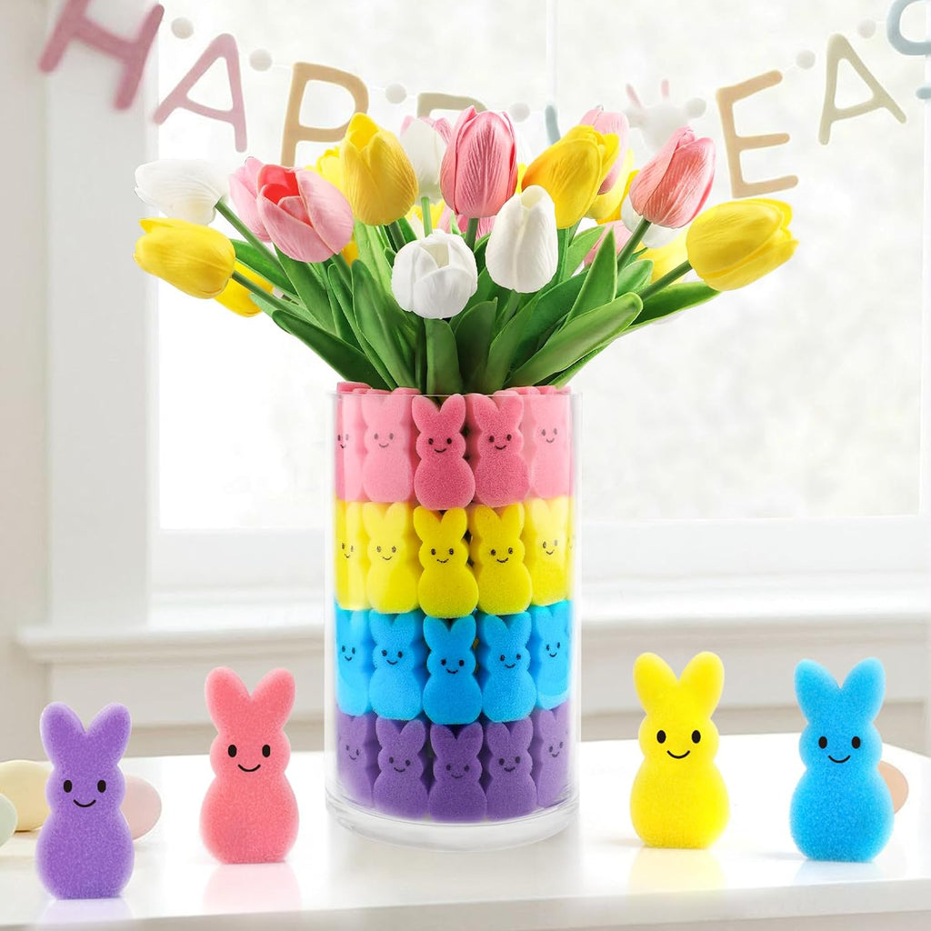 Easter Decorations Easter Decor Artificial Tulips with Bunnies Vase Filler Spring Decor Home Indoor - Set of 15