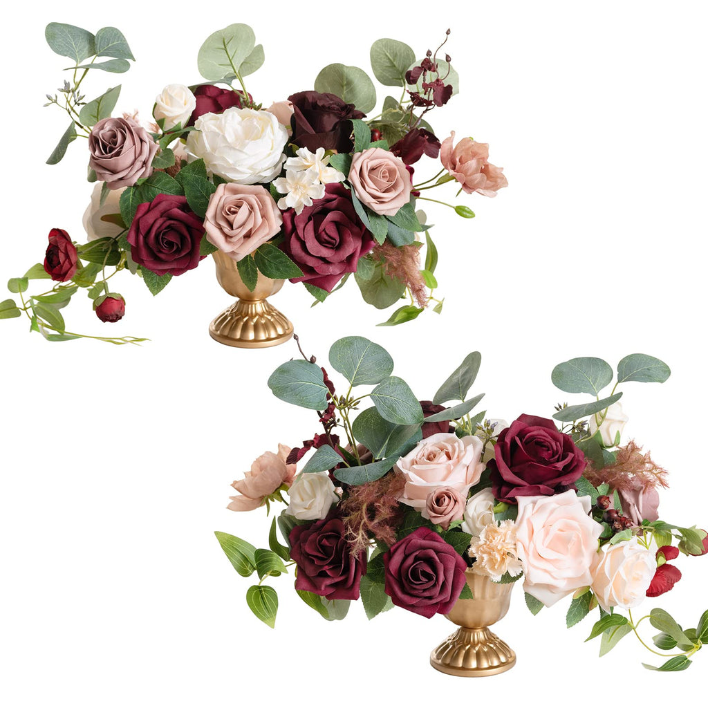 Romantic Marsala Artificial Flowers with Vase | Casa Home Living