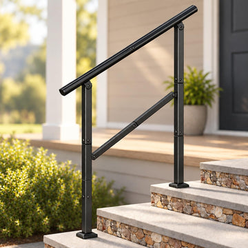 Hand Rails for Outdoor Steps, 2 to 3 Steps Stainless Railing for Stairs, for Seniors & Kids, Outdoor Stair Railing for
