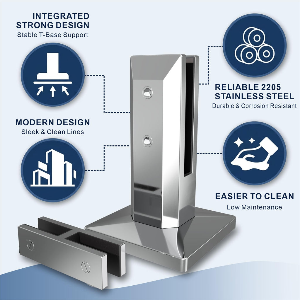 2-Panel Tempered Glass Railing System, 73-75" W x 44" H Deck Railing Kit