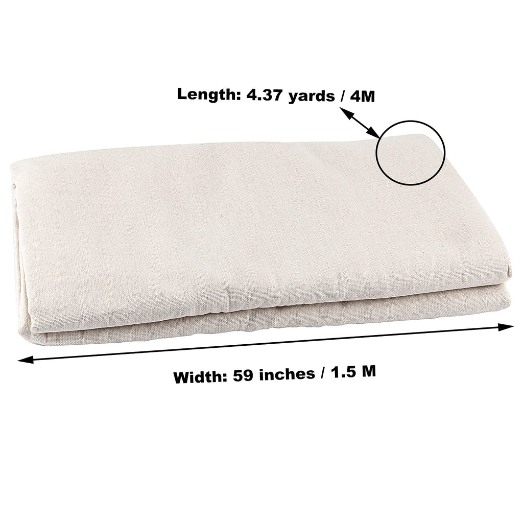 60 Inch Wide by 4 Yard Long Natural Linen Needlework Fabric, Extra Large Plain Solid Color Linen Fabric Cloth by The