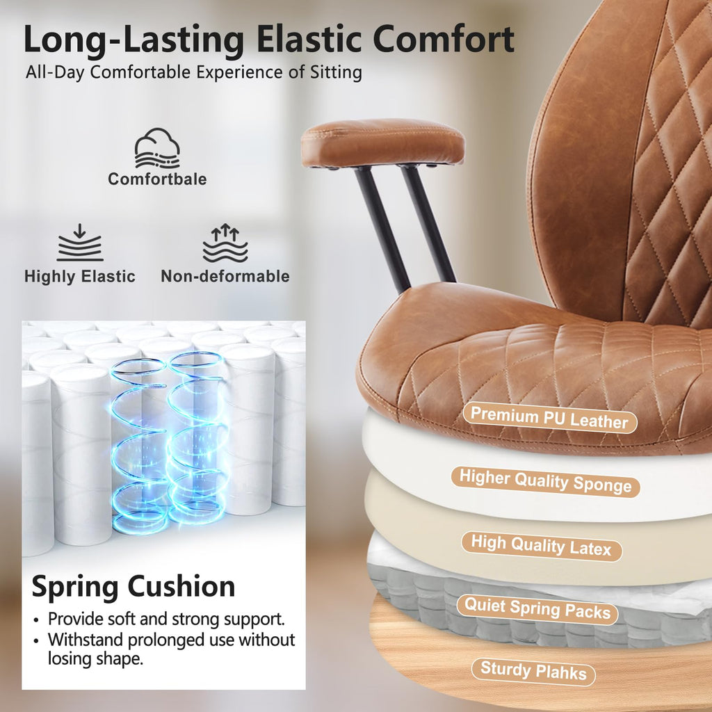 Office Desk Chair Office Rubber Casters Ergonomic Computer Chair with Lumbar Support Adjustable Height Rolling