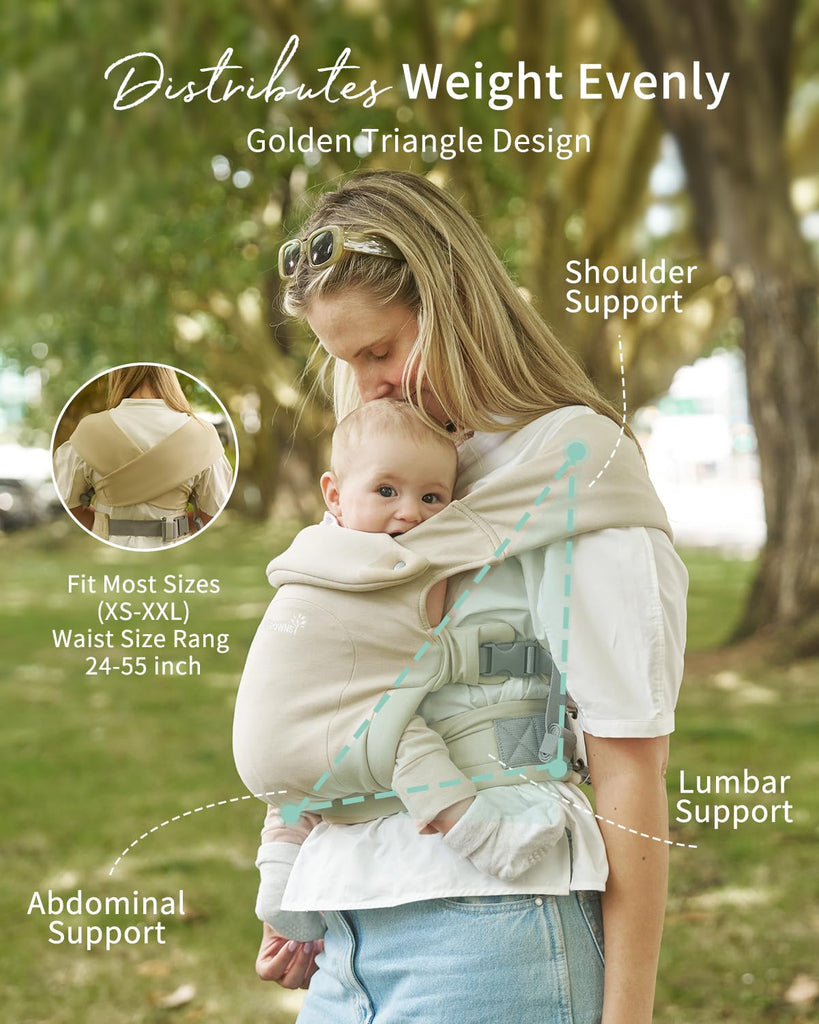 Newborn Carrier, Ergonomic, Cozy Baby Carrier, Cream
