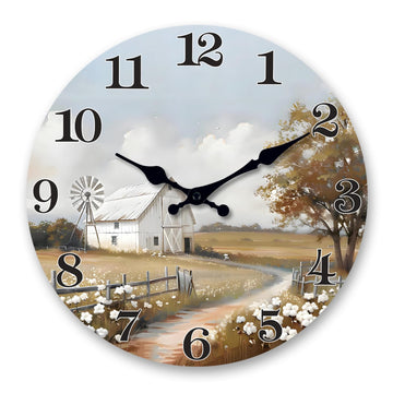 Large Farmhouse Barn Wall Clock 20 Inch Silent Wooden