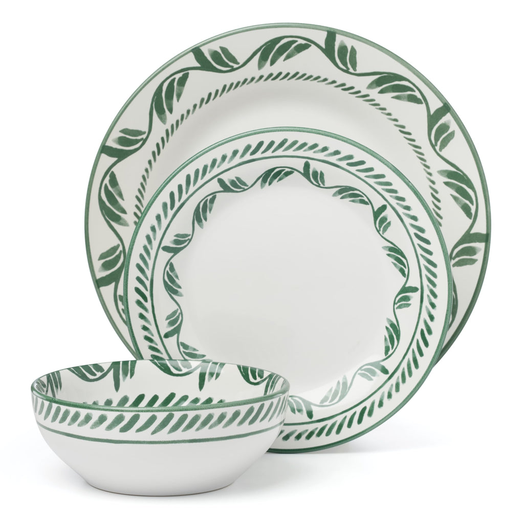 Solear Green Stoneware 12-Piece Dinnerware Set for 4