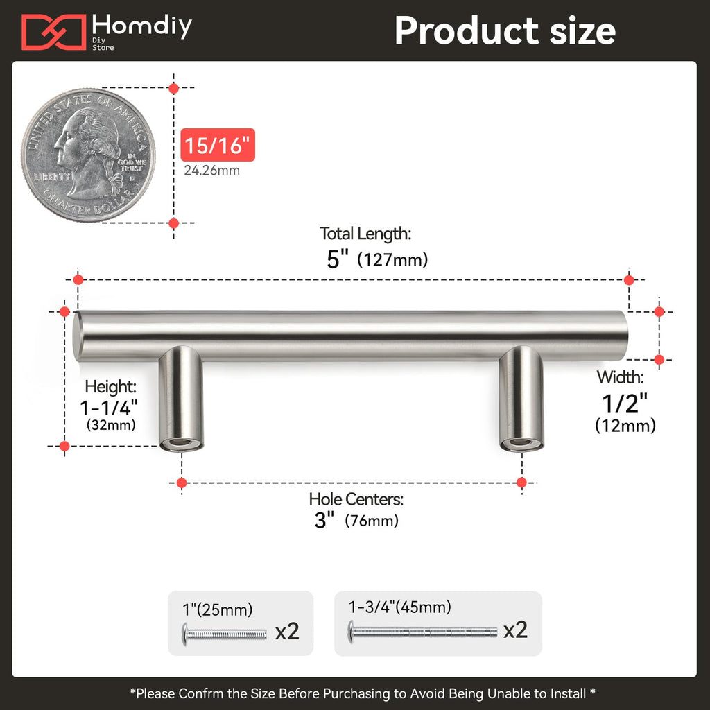 25 Pack 3 Inch Brushed Nickel Cabinet Pulls Modern Cabinet Handles - Brushed Nickel Drawer Pulls Stainless Steel