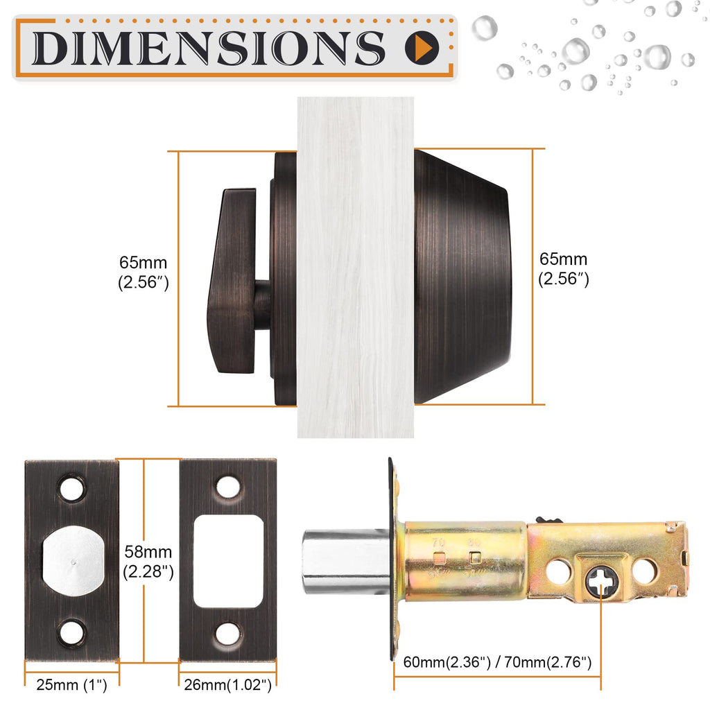 Single Cylinder Deadbolt Exterior Door Keyed Entry Oil Rubbed Bronze Finish