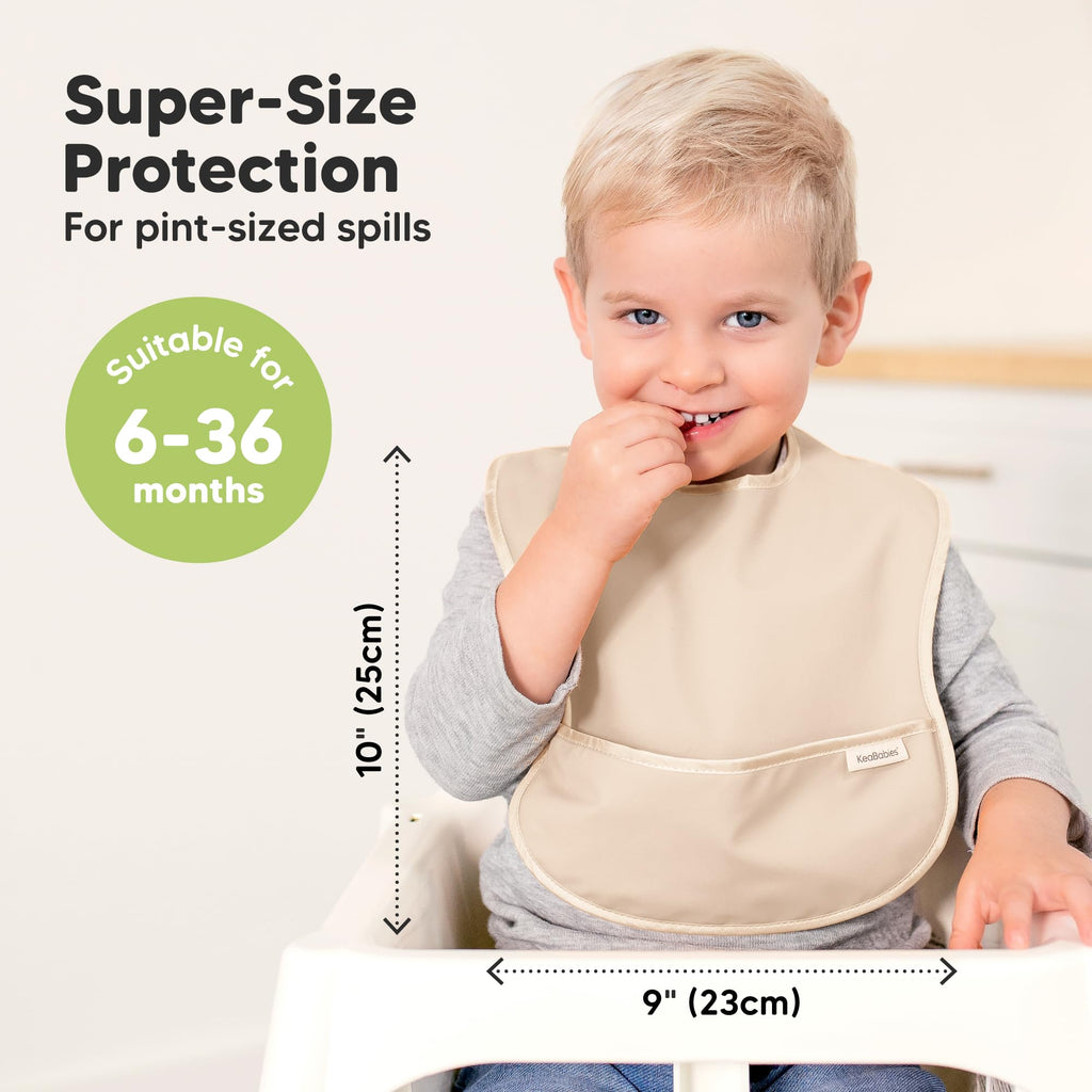 Pack Waterproof Baby Bibs for Eating, Lightweight, Slate