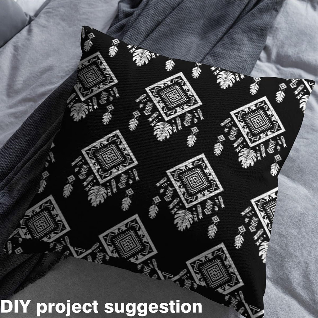 Boho Tribal Upholstery Fabric by The Yard Black White Ethnic Style