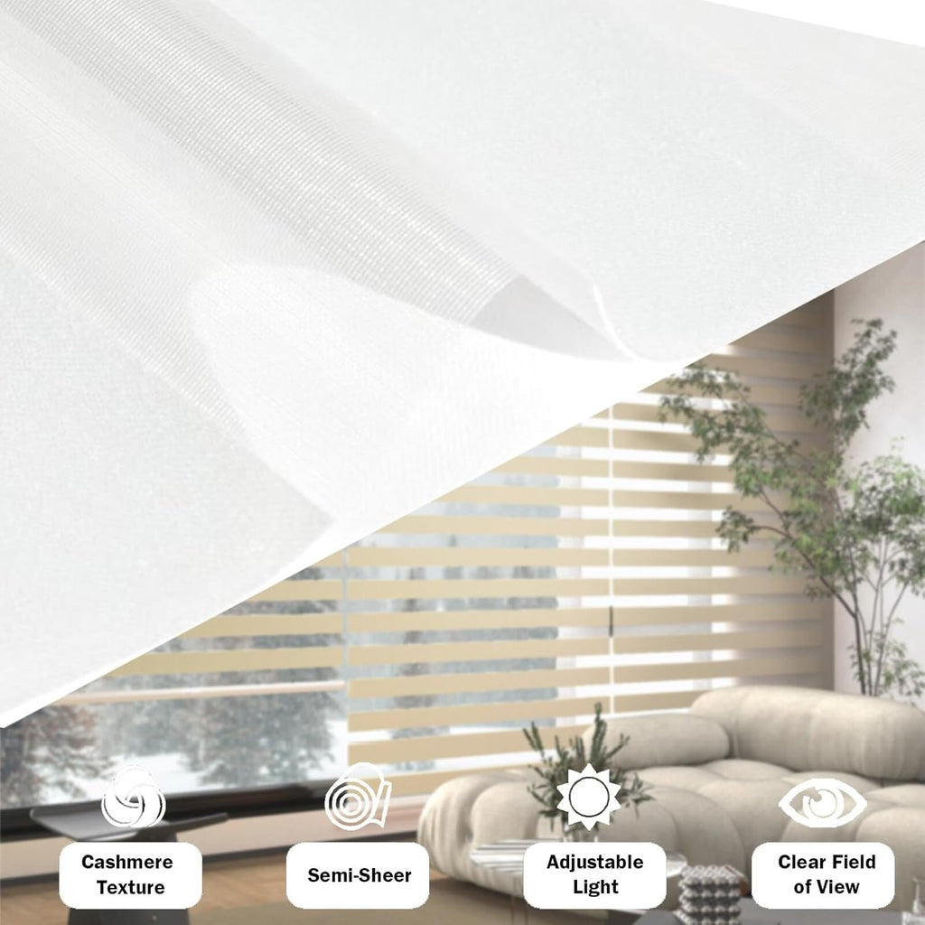 Zebra Blinds for Windows (32" W x 72" H, White) Zebra Roller Window Shades, Corded Dual Layer Light Filtering Privacy