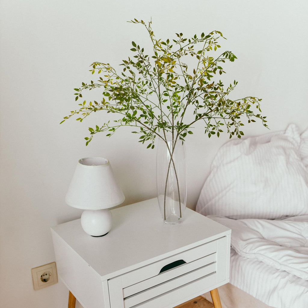 Artificial Greenery Stems, 43.3" Nandina Branches Tall Faux Plant Stems for Vase, Greenery Decor Stems Leaves Bunches