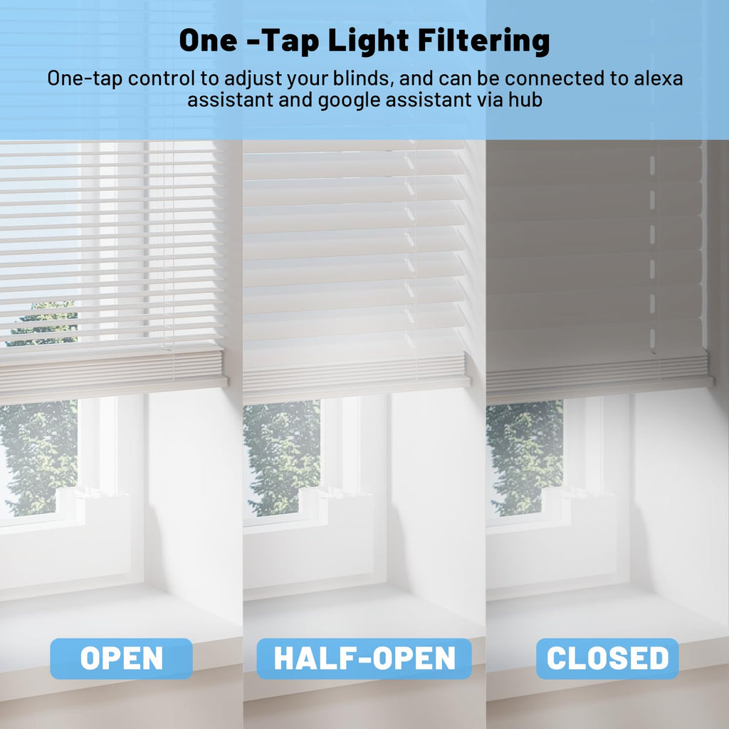 Motorized Blinds with Remote, Horizontal Blinds, Silver, "