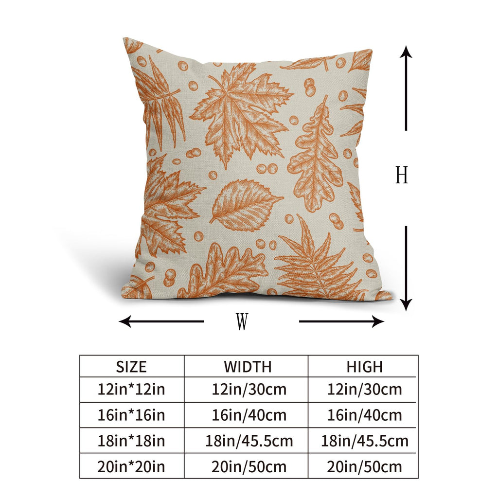 Orange Fall Pillow Covers 20x20 Set of 2 Cream Maple Leaf Print Autumn Colored Harvest Decorative Outdoor Pillowcases