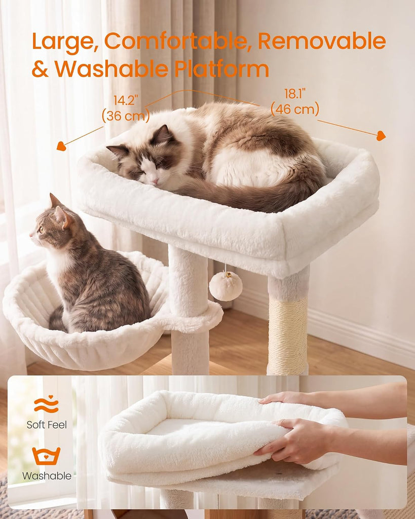 Cat Tree, 3-Tier Cat Tower with Scratching Post and Wood Condo