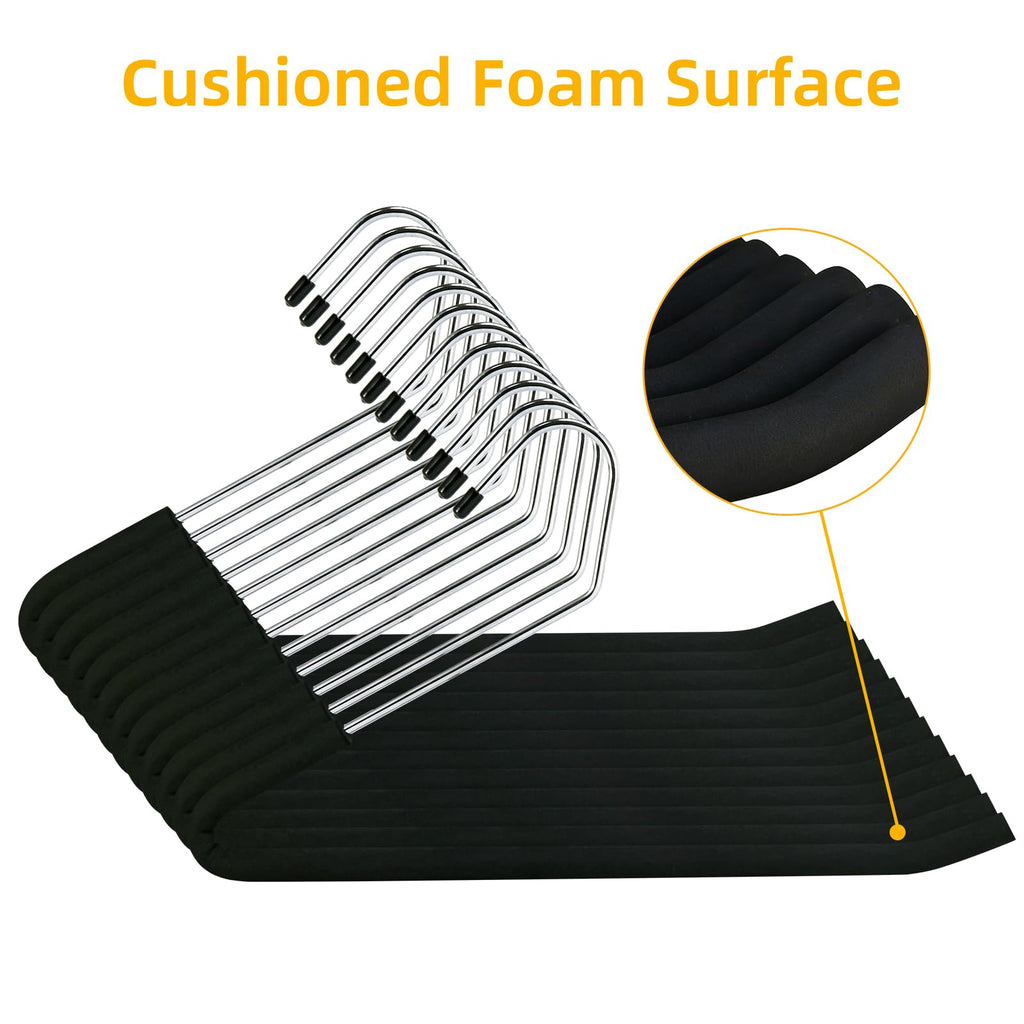 Open Ended Pants Hangers, 10 Pack Non-Slip Foam Padded Pants Hangers Space Saving Heavy Duty for Jeans, Trousers