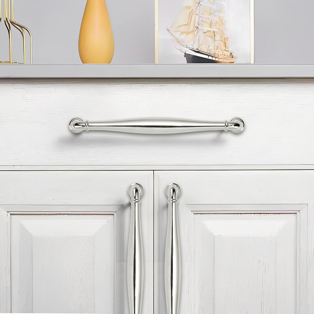 10 Pack 5inch(128mm) Hole Center Vibrant Polished Nickel Cabinet Pulls Solid Heavy-Duty Tradition Handles Hardware