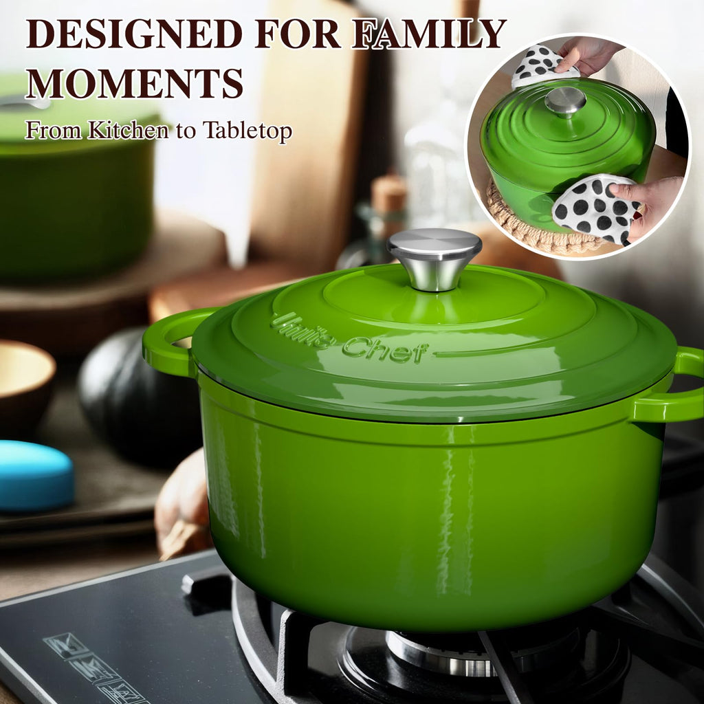 5QT Enameled Cast Iron Dutch Oven Pot with Lid, Heavy-Duty, Cookware for Bread Baking, Braising, Stews, Roasting