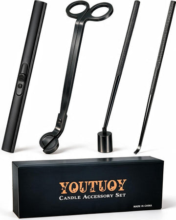 4 in 1 Candle Accessory Set, Matte Black