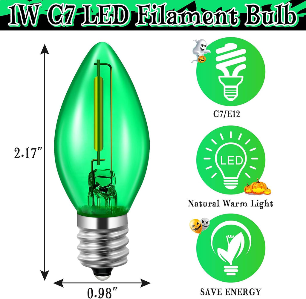 Accessory Cord with 1 LED Light Bulb, On/Off Switch, Green