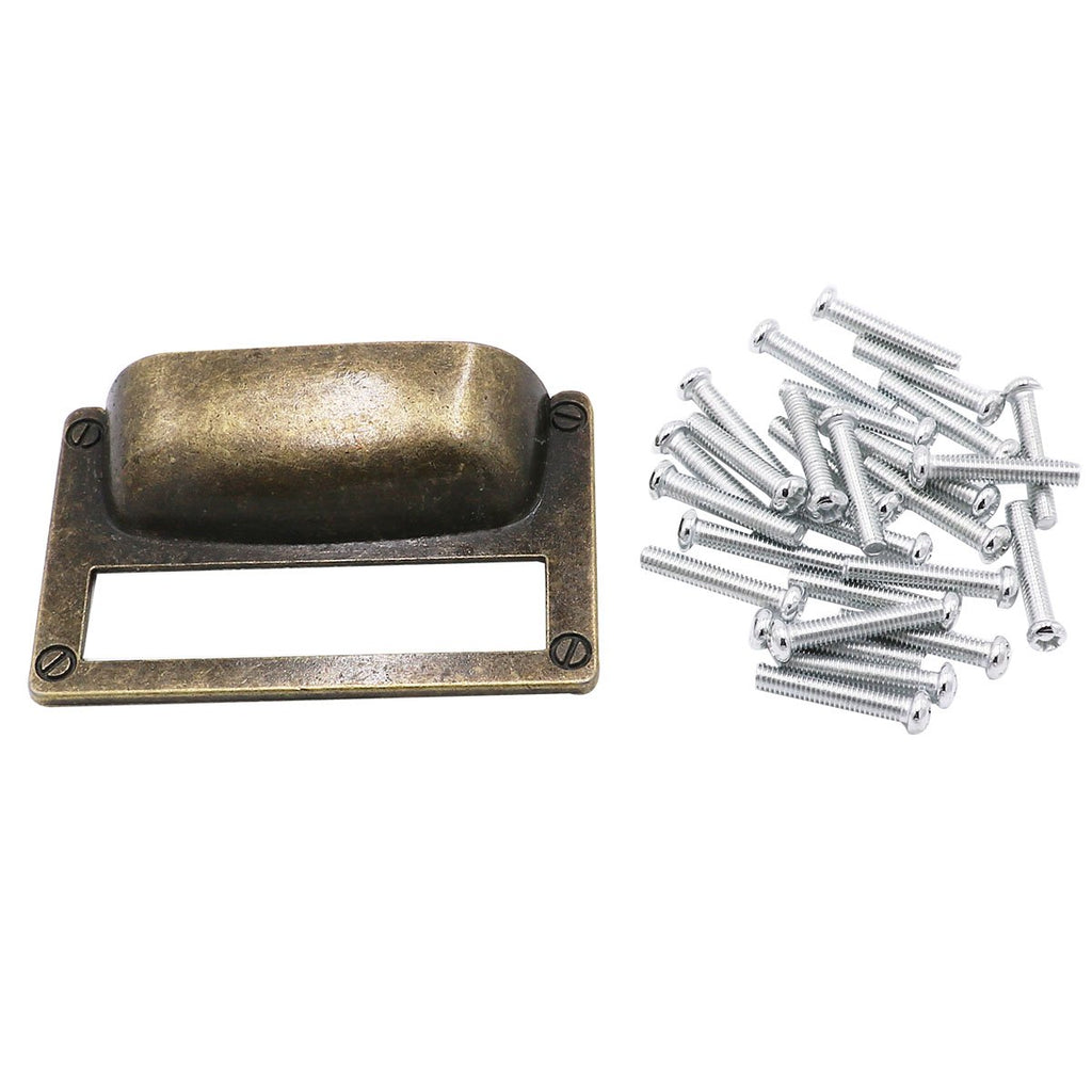 18pcs Bronze Drawer Label Pull Home Cabinet Frame Handle File Name Card Holder Cabinet Frame (Length: 81mm Width