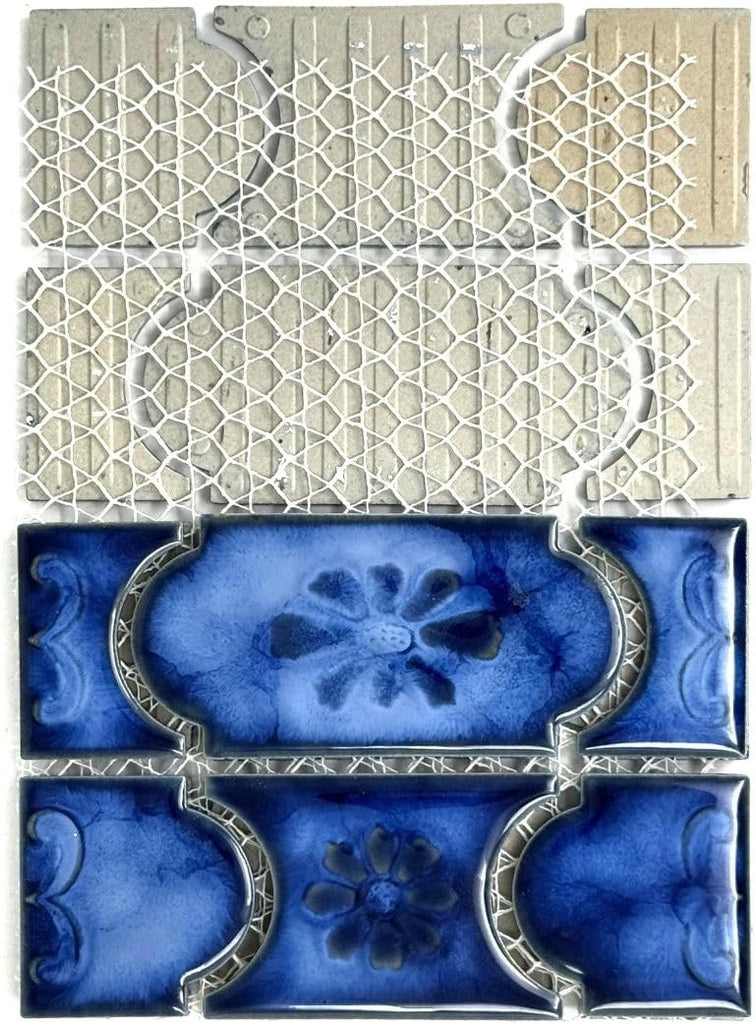 Marble Royal Blue Glossy Porcelain Mosaic Tile on 6x12 Mesh for Pool, Bathroom, Shower, Kitchen Backsplash, Accent