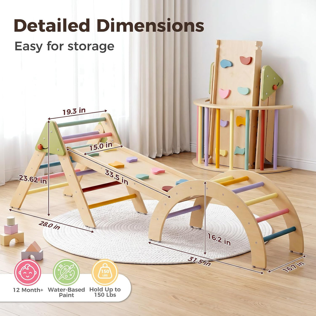 Foldable Triangle Climbing Toy with Slide for Toddlers 1-3