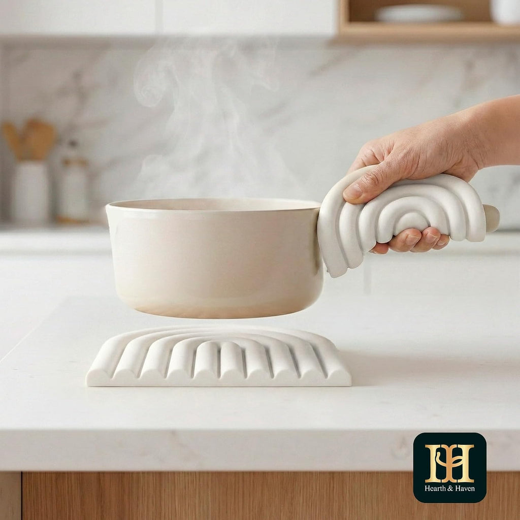 Silicone Trivets for Hot Dishes, Heat-Resistant, Non-Slip Pot Holders & Coasters Durable Hot Pads for Pots, Pans - Set of 2