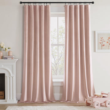 Light Pink Velvet Blackout Curtains 84 Inch Long 2 Panels, W40 x L84