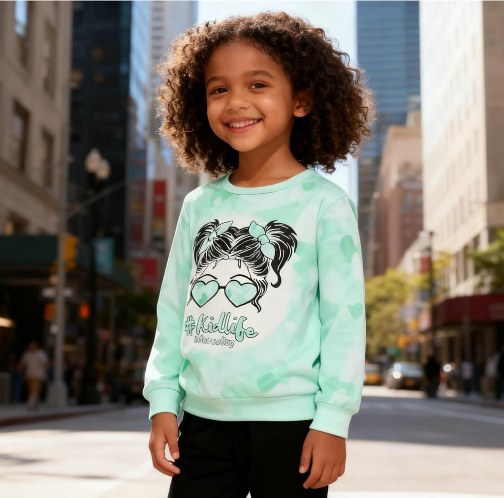Kids Toddler Girls Clothes Figure Graphic Drop Shoulder Top Pullover Spotted Print Pants Fall Winter Outfit Set