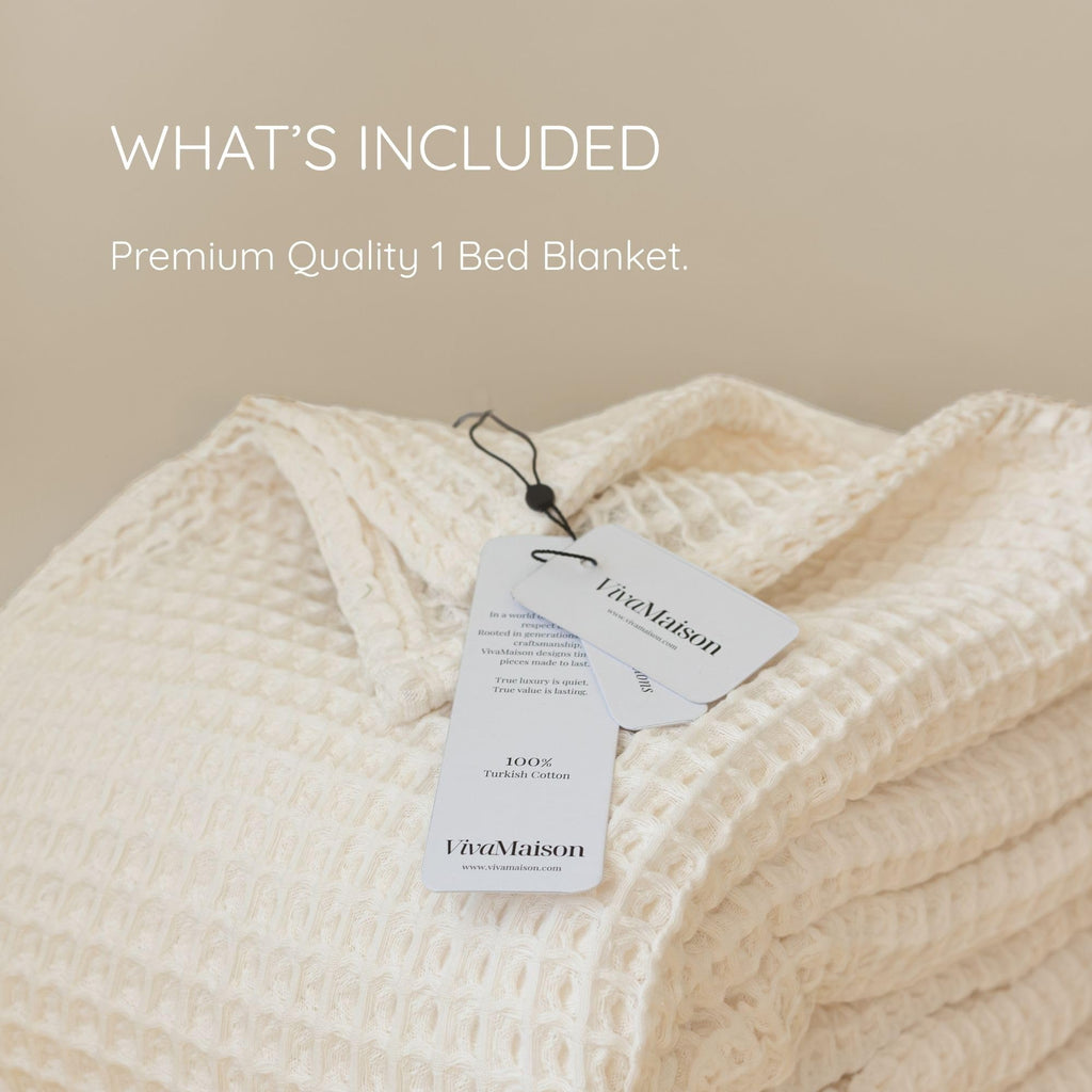 Waffle Blankets (Natural, Queen XL Size 95x102 inch)