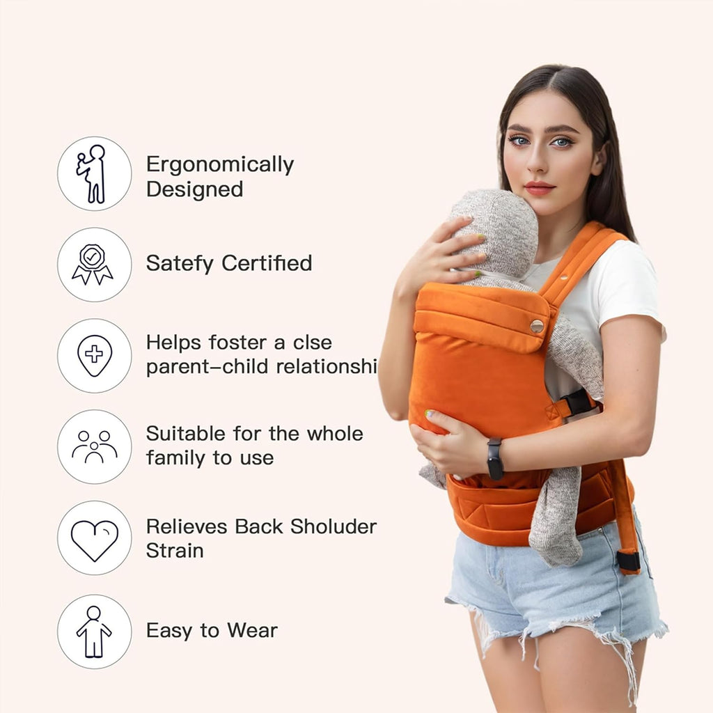 Carrier for Newborn to Toddler, Ergonomic Backpack Design, Front and Back Facing Options, Orange