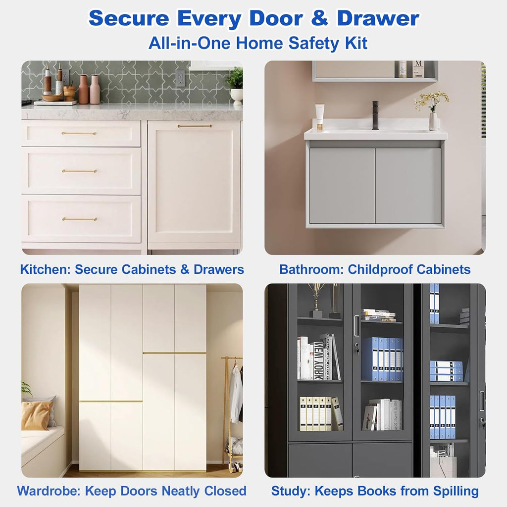 Magnetic Door Catch, Ultra Thin Cabinet Magnets for Closure, Adhesive Drawer & Cabinet Latches, Stainless Steel Easy to