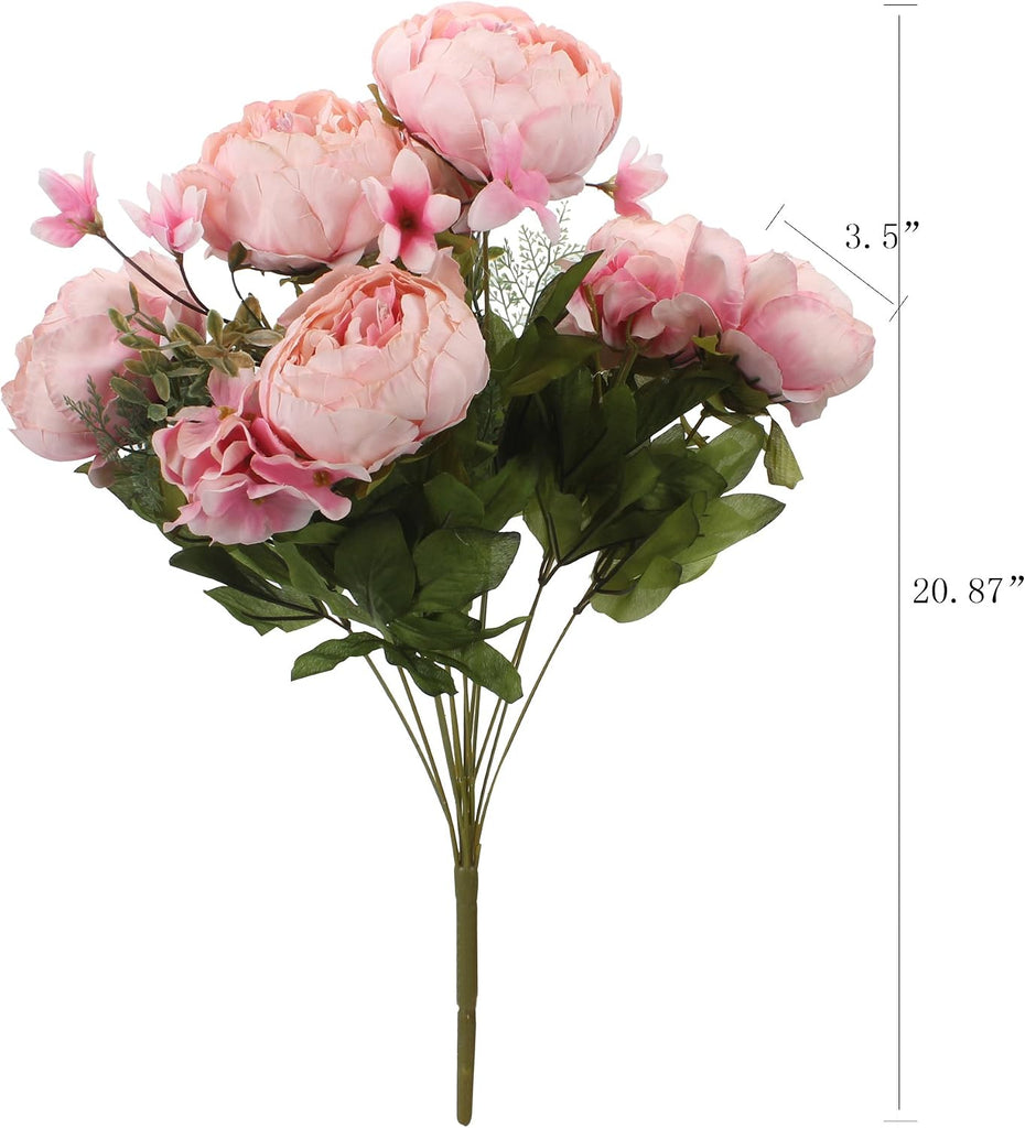 Springs Flowers Artificial Silk Peony Bouquets Wedding Home Decoration,Pack of 1 (Spring Light Pink)