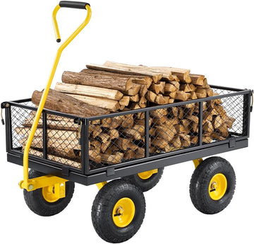 Heavy Duty Steel Garden Cart 900 lbs Garden Wagon Cart on Wheels | Outdoor Metal Yard Utility Wagon with 10" Tires
