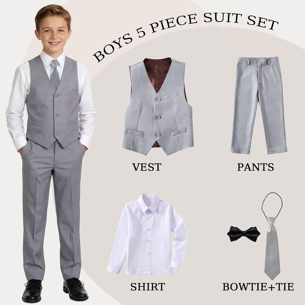 Boys Suits Kids Dress Vest Pants Set Ring Bearer Outfit
