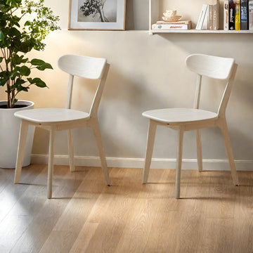 Dining Chairs, Kitchen Chairs, 100% Oak Solid Wood Modern Chair with Curved Backrest Kitchen & Dining Room Chairs