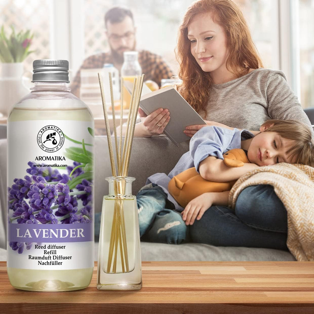 Lavender Reed Diffuser Refill 17 Fl Oz - 500ml - Lavanda Refill - Wardrobe Freshener - Home Fragrance Oil - Air - Set of 17