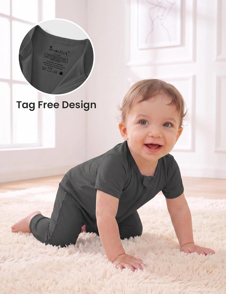Baby Romper Short Sleeve Cotton Pajamas Way Zipper