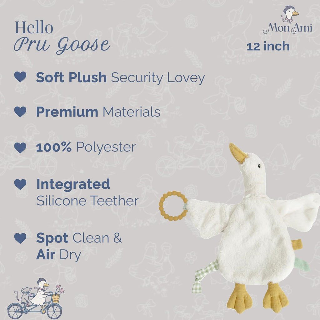 PRU Goose Teether Lovey, Inch Baby Security Blanket for Kids