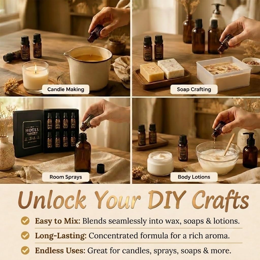Hotel Diffuser Oil, Premium Fragrance Oil Collection Gift Set, 8 Pack - Set of 8