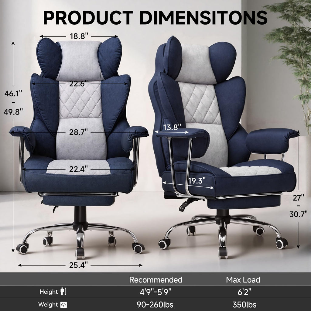 Gaming Chair, Big and Tall Office Chair with Footrest, Ergonomic Executive Computer Desk Chairs, Comfy Wide Seat with