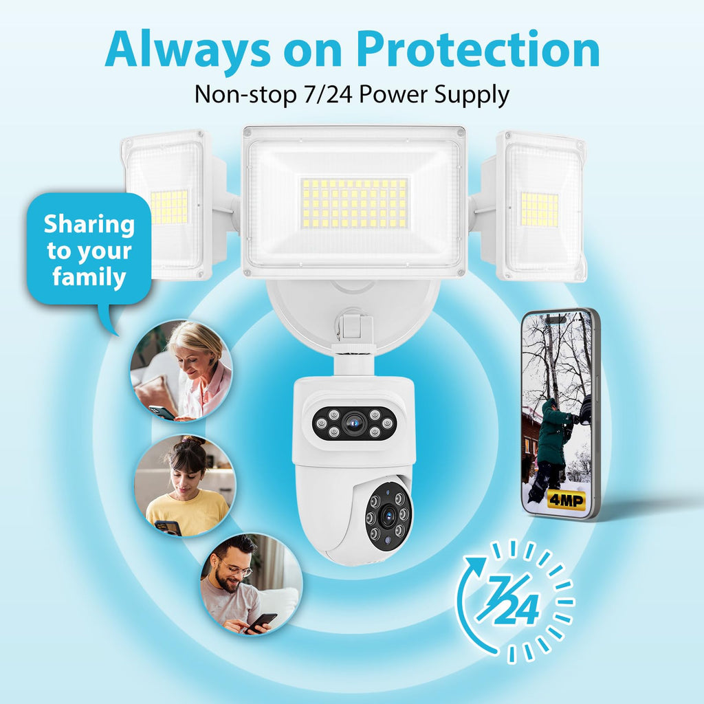 360° Dual-Lens Floodlight Camera, Auto Tracking - 2K