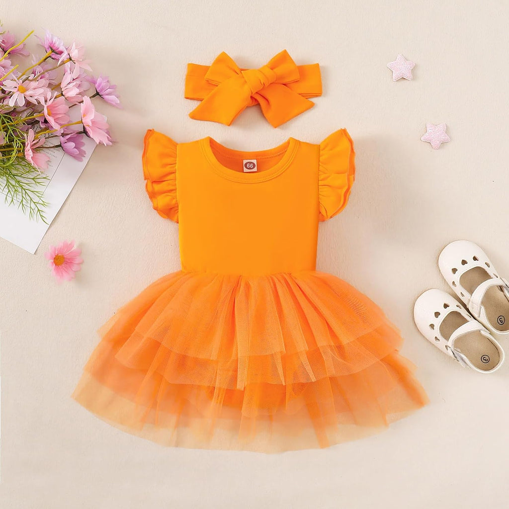 Baby Girls Tulle Romper Ruffle Sleeveless Tutu Dress