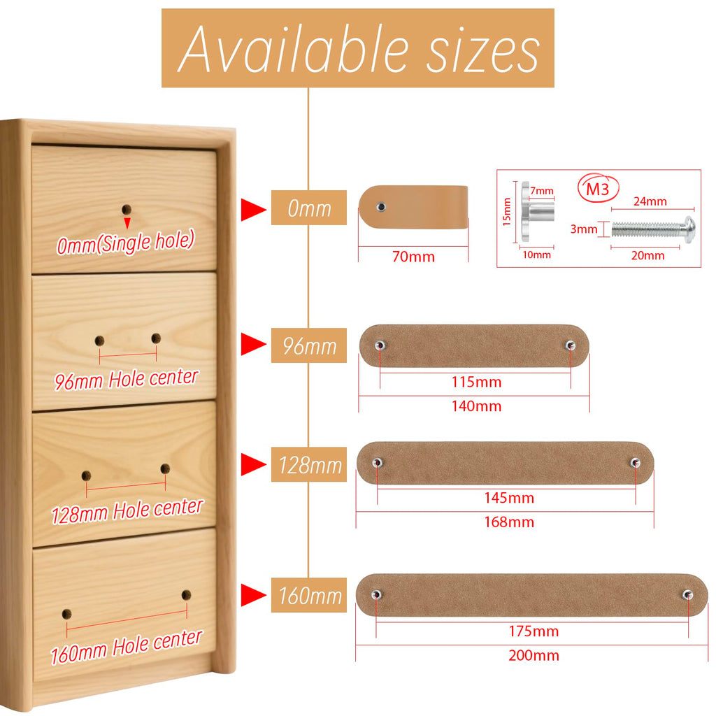 6 Pack Leather Drawer Pulls 6.3 Inch Cabinet Handles with Screws Faux Leather Dresser Knobs for Cabinets, Drawers