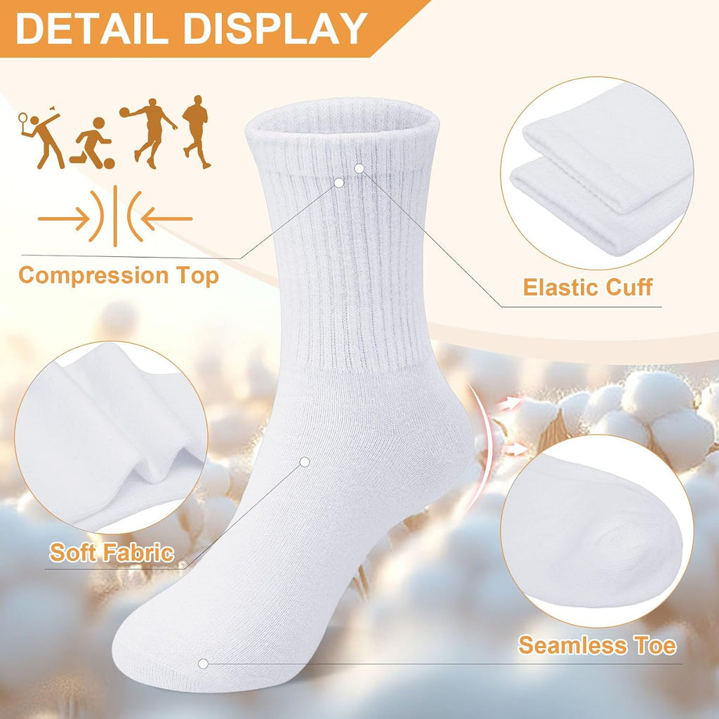 Kids Socks for Boys Girls, Athletic Cotton Crew Socks