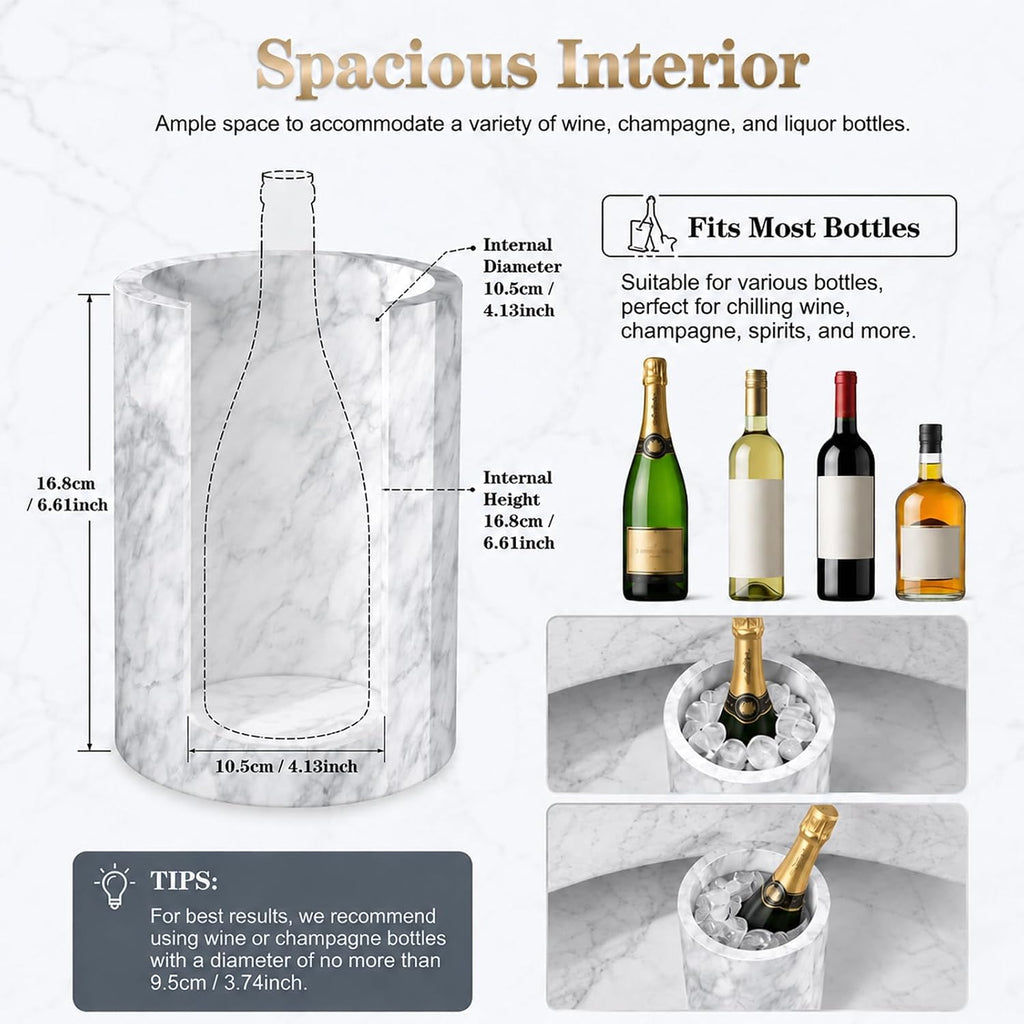 Wine Cooler Bucket Marble Wine Chiller for Bottle & Champagne Bucket