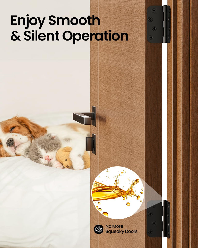 Black Exterior Door Hinges 4 Inch 6 Pack with 5/8" Radius Corners