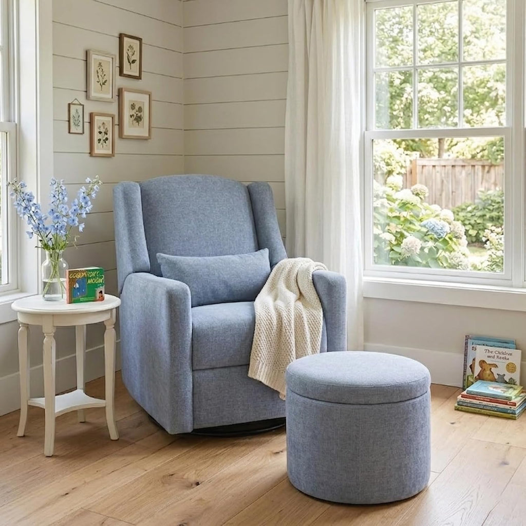 Power Nursery Rocking Chairs with Ottoman: 270° Swivel Rocker Recliner with Waist Pillow & USB Charging Port, Ultra