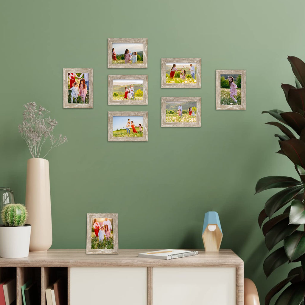 12 Pack 3.5x5 Picture Frame Distressed White Beige, Rustic 3.5 by 5 Photo Frames Bulk for Desktop Display or Wall